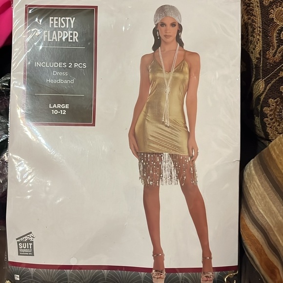 *New*  adult Feisty Flapper Costume size 10-12  includes dress and headband - Picture 4 of 5